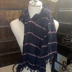 Vince navy scarf with red and white stripe accents